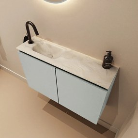 Mondiaz Ture DLux toiletmeubel 80cm greey met wastafel ostra links met kraangat