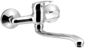 Aqualine 35 wastafelkraan met gebogen uitloop 22cm hartafstand 15cm chroom