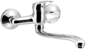 Aqualine 35 wastafelkraan met gebogen uitloop 22cm hartafstand 15cm chroom