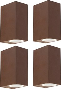 Set van 4 smart wandlampen roestbruin IP44 incl. 2 GU10 - Baleno