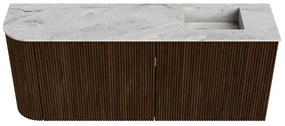 Mondiaz Joya DLux 100cm toiletmeubel ronding links walnut met wastafel faye rechts zonder kraangat glace