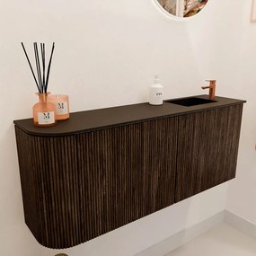 Mondiaz Joya 100cm toiletmeubel ronding links walnut met wastafel faye rechts 1 kraangat urban