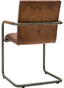 Goossens Eetkamerstoel Bryan cognac leer met armleuning, urban industrieel