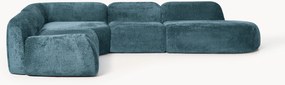 XL modulaire teddy bouclé hoekbank Wolke (4-zits) met chaise longue