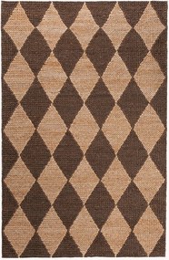 Handgeweven plat juten vloerkleed Effie Diamond