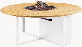 Ronde outdoor salontafel Cosiloft met vuurkorf & teakhouten tafelblad