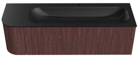 Mondiaz Kurve 145cm badmeubel ronding links ruby met 1 lade en deur en wastafel big large kraangat rechts urban
