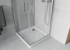 Mexen Rio vierkante douchecabine 90 x 90 cm, transparant, chroom + Flat douchebak, wit - 860-090-090-01-00-4010
