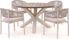Diningset Bellagio | 4 personen teakhout | Tuinset stapelbaar | 5-delig | Kees Smit Tuinmeubelen