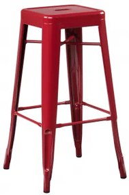 Stapelbare Set Van 4 Hoge Krukken Van Staal Lix Rood – Bordeaux & ↑75 Cm - Sklum