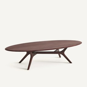 Ellipsvormige salontafel van massief notenhout, MARICIELO