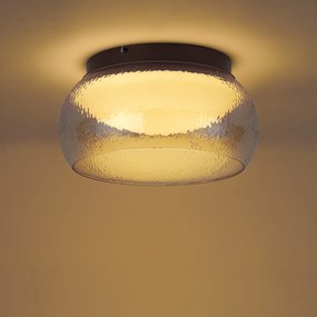 Art Deco plafondlamp bruin met amber glas incl. LED 3-staps dimbaar - Thimble