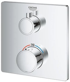 Grohe Grohtherm Inbouwthermostaat - 2 knoppen - zonder omstel - rechthoekig - chroom 24078000