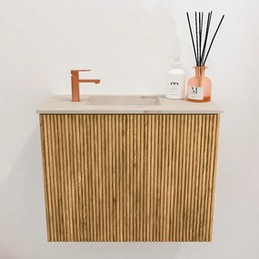 Mondiaz Joya DLux 50cm toiletmeubel oak met wastafel faye links 1 kraangat frappe