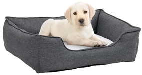 vidaXL Hondenmand linnen-look 110,5x80,5x26 cm fleece grijs en wit