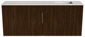 Mondiaz Joya DLux 100cm toiletmeubel walnut met wastafel faye rechts 1 kraangat opalo