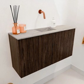 Mondiaz Joya DLux 80cm toiletmeubel walnut met wastafel faye midden zonder kraangat glace