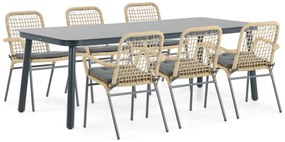 Tuinset 6 personen 220 cm Aluminium/rope Taupe Lifestyle Garden Furniture Catalone/Tavano