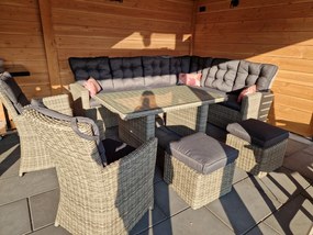 Lounge/diningset San Marino - Paloma grijs + 2x Mante tuinstoel