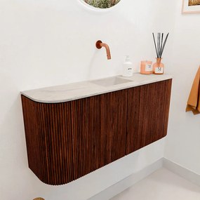 Mondiaz Joya DLux 95cm toiletmeubel ronding links/rechts ruby met wastafel faye midden zonder kraangat ostra