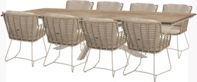 4 Seasons Outdoor Fabrice tuinset latte met Minerva tafel met Robusto teak blad 280 cm SALE Tuinset   beige weerbestendig