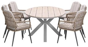 Garden Impressions Kalibo tuinset 7-delig - Tulli tuintafel 220x115 cm - light teak vironwood