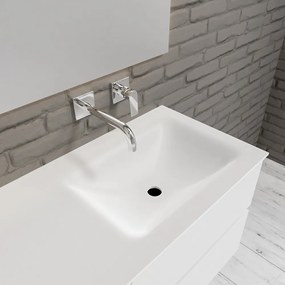 Zaro Valencia Solid Surface badmeubel 120cm mat wit zonder kraangat spoelbak rechts 4 lades