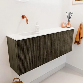 Mondiaz Joya 110cm toiletmeubel ronding rechts shadow met wastafel faye links zonder kraangat talc