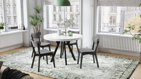 EXPANSO Wit mat/zwarte poten - GROTE RONDE TAFEL Ø110 UITBREIDBAAR TOT 310 cm met Y-POTEN LOFT/INDUSTRIAL