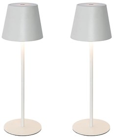 Buitenlamp LED Set van 2 tafellampen wit met dimmer en oplaadbaar - Murdock Modern IP54 Buitenverlichting rond Lamp