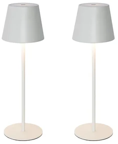 Buitenlamp LED Set van 2 tafellampen wit met dimmer en oplaadbaar - Murdock Modern IP54 Buitenverlichting rond Lamp