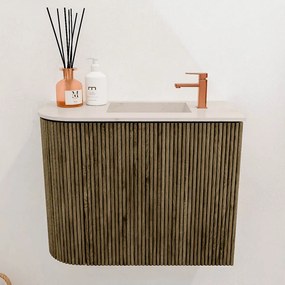 Mondiaz Joya DLux 50cm toiletmeubel ronding links dusk met wastafel faye rechts 1 kraangat meli