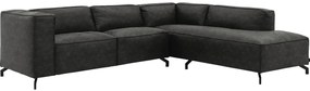 Goossens Bank Calvin grijs, micro leer, 2,5-zits, modern design met ligelement rechts