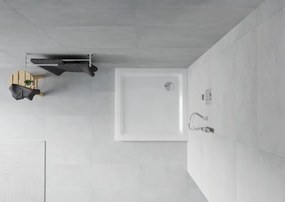 Mexen Flat douchebak vierkant slim 90 x 90 cm, wit, sifon chroom - 40109090