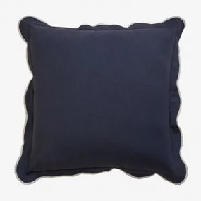 Vierkant Kussen 45x45 Cm Van Katoen Kovey Wit - Marineblauw - Sklum