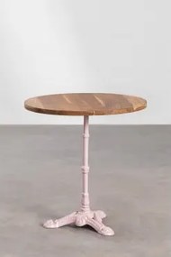 Azteca Ronde Barkruk Van Acaciahout Ø70 Cm & Acaciahout - Suikerspinroze - Sklum