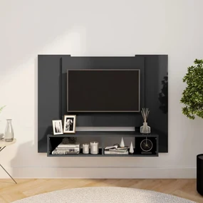vidaXL Tv-wandmeubel 120x23,5x90 cm spaanplaat hoogglans grijs