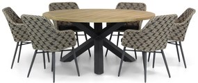 Tuinset Ronde Tuintafel 6 personen 160 cm Wicker Zwart  Lifestyle Garden Furniture Crossway/Rockville