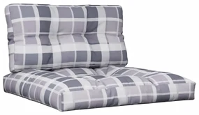 vidaXL Bankkussens pallet 2 st ruitpatroon grijs