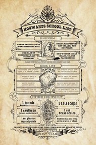 Kunstafdruk Harry Potter - Hogwarts School List, (26.7 x 40 cm)