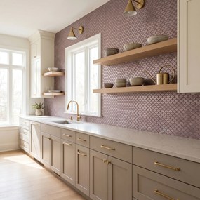 Zelfklevende Mozaïektegels Metaal | Waaier Mauve | 26,8×28,1 cm | Keuken, Bad &amp; WC