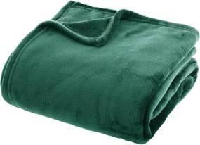Atmosphera fleece plaid flanel uni 180 x 230 cm - Groen - 100% fleece microvezel polyester - Machinewasbaar