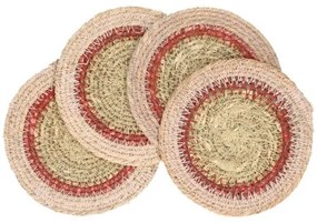 Onderzetter naturel, zeegras, roze, set van 4