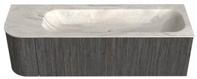 Mondiaz Kurve-dlux 145cm badmeubel ronding links shadow met 1 lade en deur en wastafel big large rechts zonder kraangat ostra