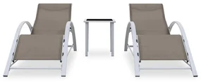 vidaXL Ligbedden 2 st met tafel aluminium taupekleurig