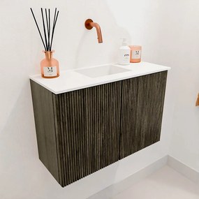 Mondiaz Joya 60cm toiletmeubel shadow met wastafel faye midden zonder kraangat talc