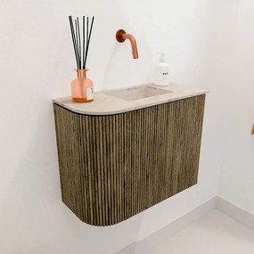 Mondiaz Joya DLux 50cm toiletmeubel ronding links dusk met wastafel faye rechts zonder kraangat frappe