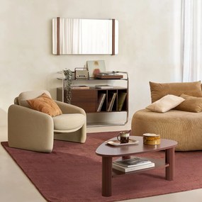 Salontafel met dubbel blad, van eikenfineer en massief grenen, CLIFF