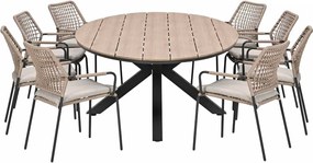 Garden Impressions Natas tuinset sand 9-delig - Tulli tuintafel ovaal 280x140 cm