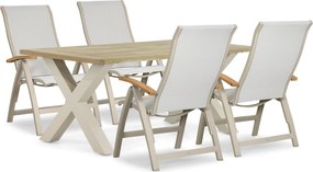 Tuinset 4 personen 180 cm Aluminium Taupe Presto Tarenta/Cardiff